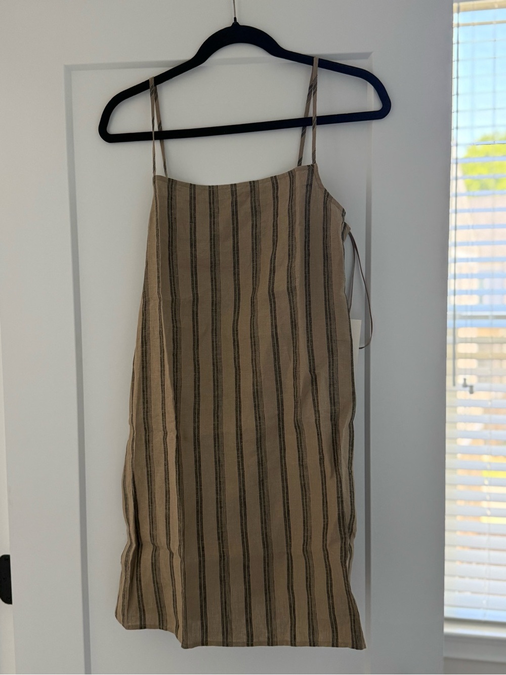 STAUD Laura Linen mini dress Sahara stripe